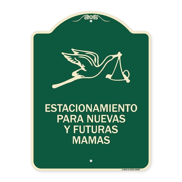 Estacionamento Para Nuevas Y Futuras Mamas Heavy-Gauge Aluminum Sign, 24" x 18", G-1824-24091